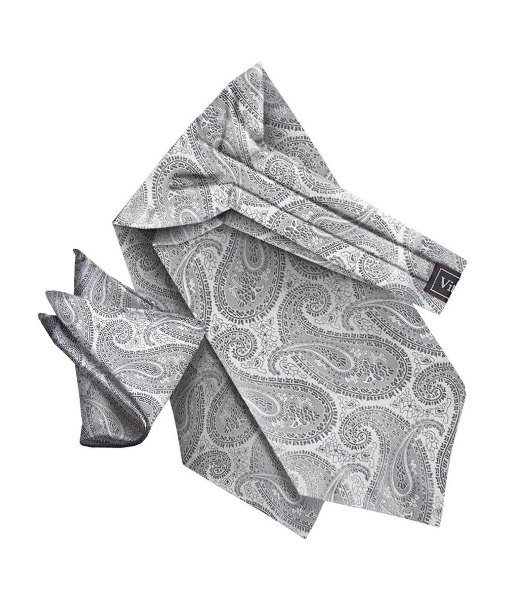 Vittorio Farina Men's Woven Pasiley Ascot & Pocket Square