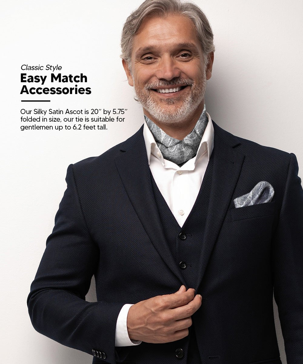 Vittorio Farina Men's Woven Pasiley Ascot & Pocket Square