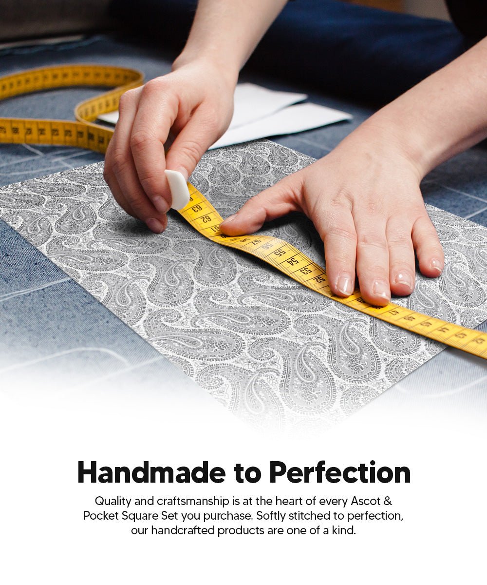 Vittorio Farina Men's Woven Pasiley Ascot & Pocket Square