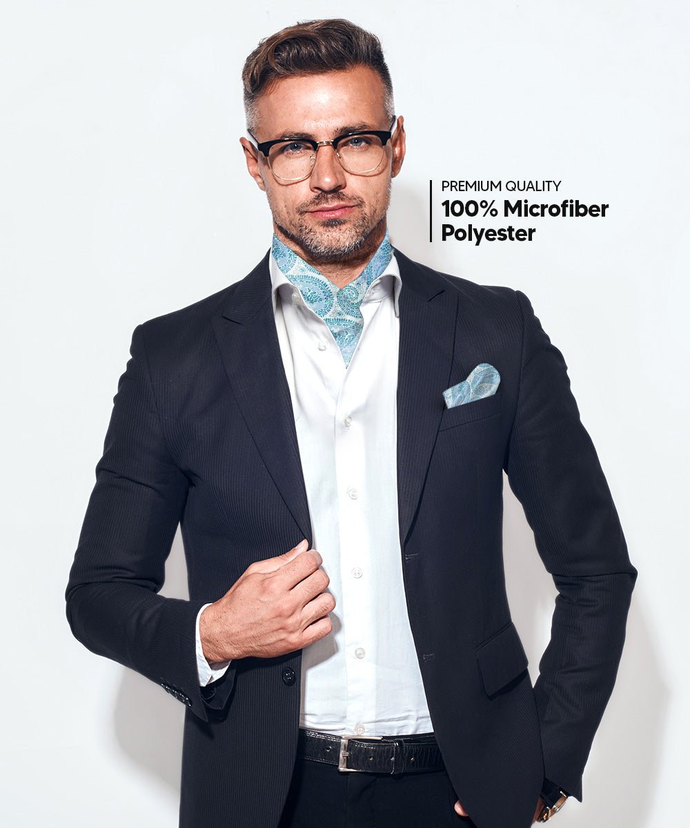 Vittorio Farina Men's Woven Pasiley Ascot & Pocket Square