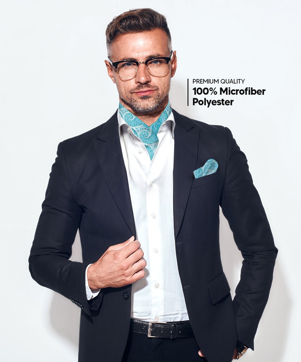 Vittorio Farina Men's Woven Pasiley Ascot & Pocket Square