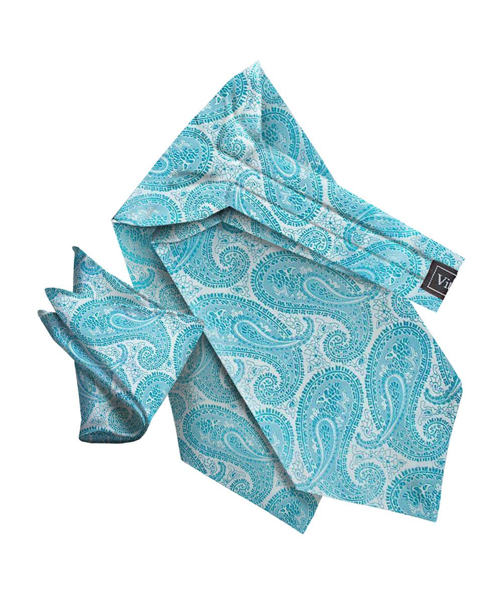 Vittorio Farina Men's Woven Pasiley Ascot & Pocket Square