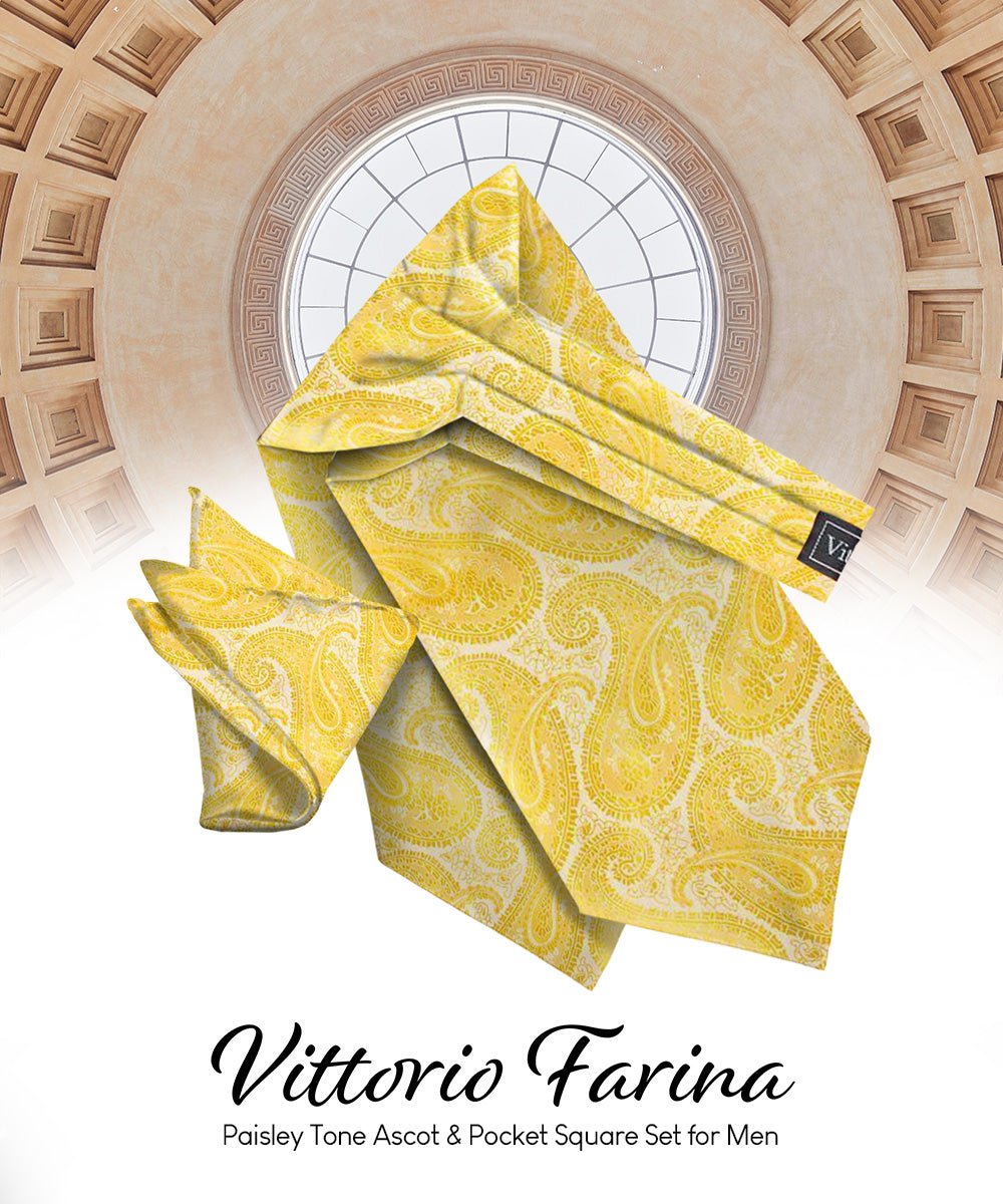Vittorio Farina Men's Woven Pasiley Ascot & Pocket Square