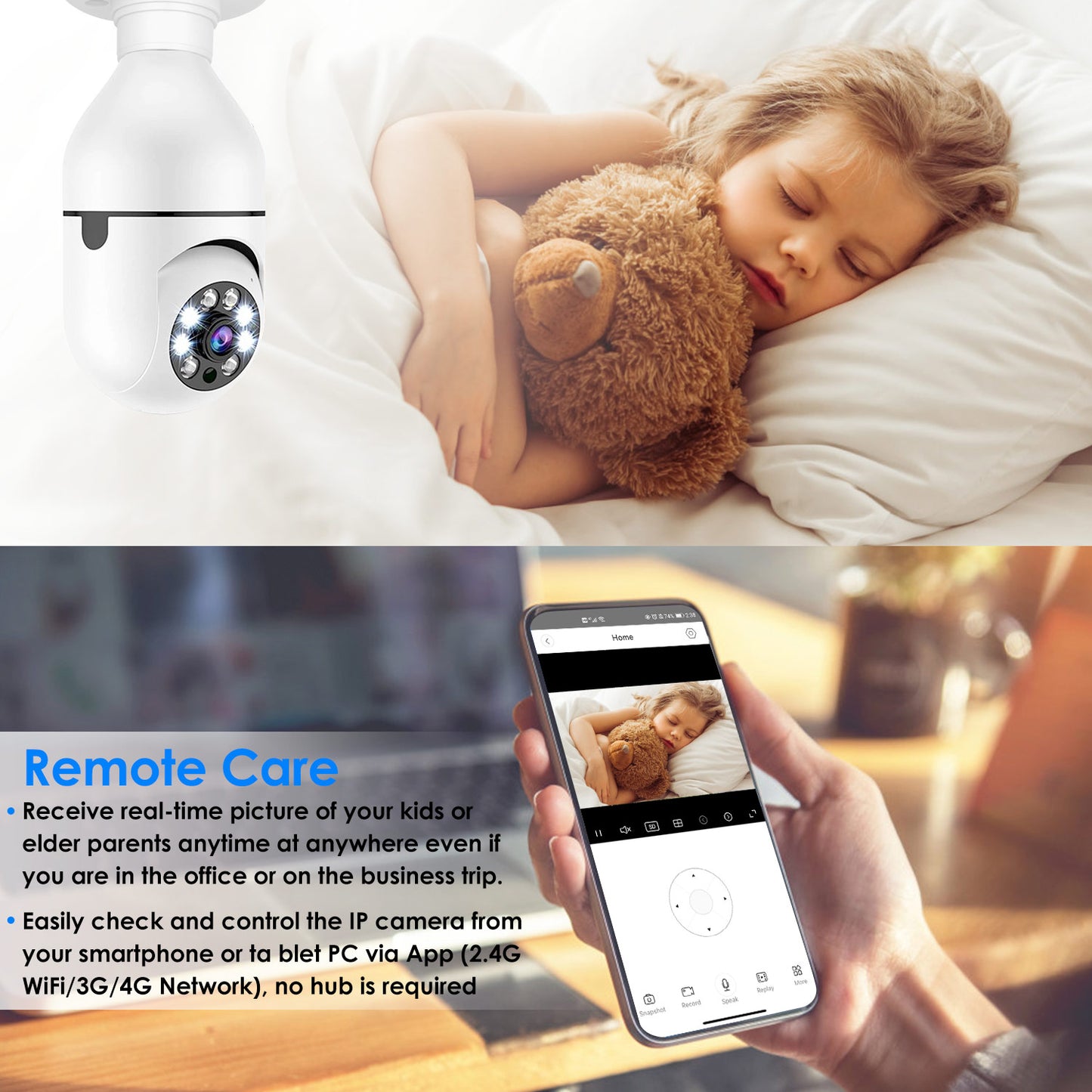 WiFi Bulb Camera 1080P - Security Surveillance Camera With Two-Way Audio + Night Vision Motion Detection