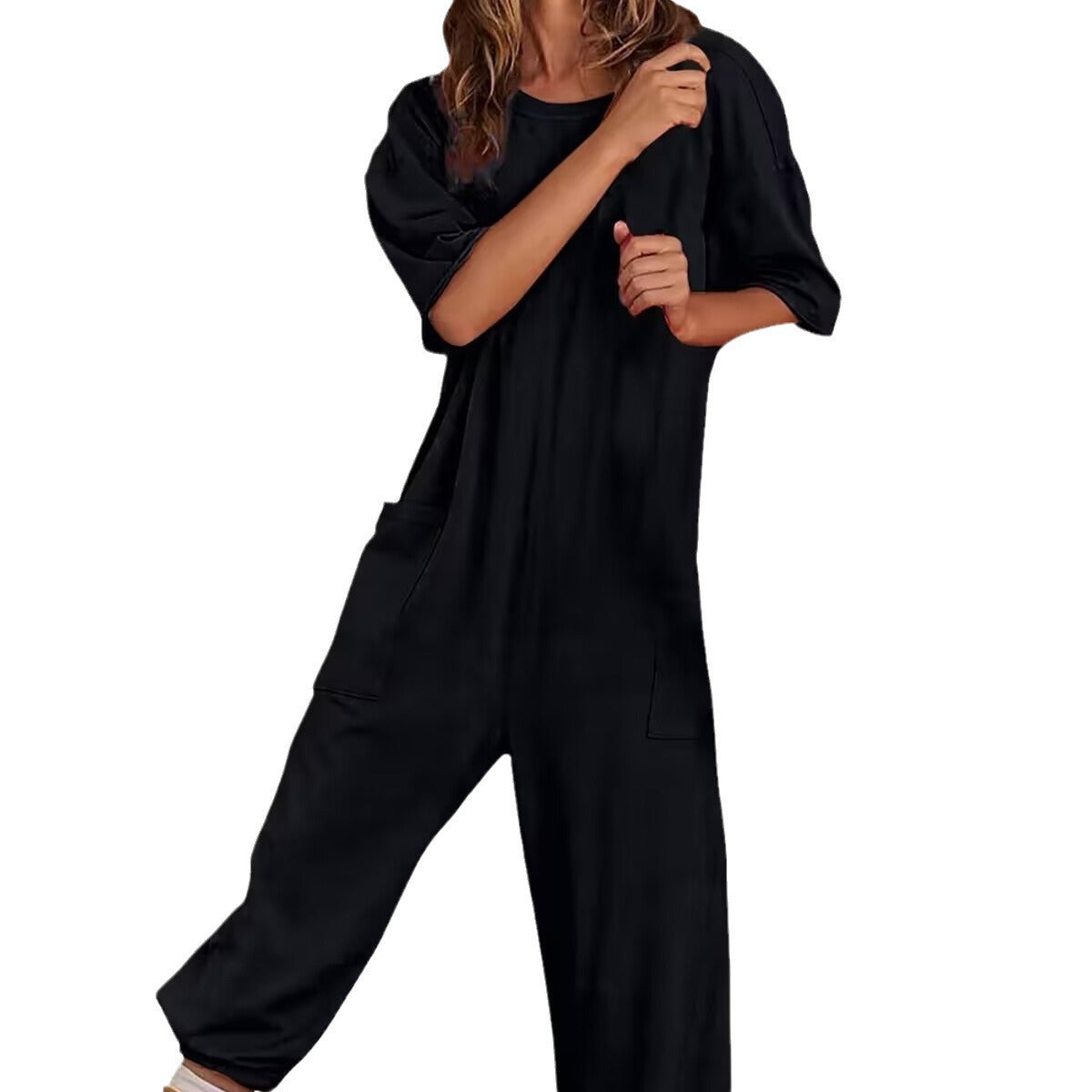 Women's Stretch V-neck Jumpsuit With Pockets - Premium Women's Stretch V-neck Jumpsuit With Pockets from Concordia Style Boutique - Just $14.98! Shop now at Concordia Style Boutique