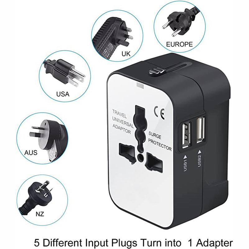 Travel Adapter, Worldwide All In One Universal Travel Adapter Wall Charger AC Power Plug Adapter