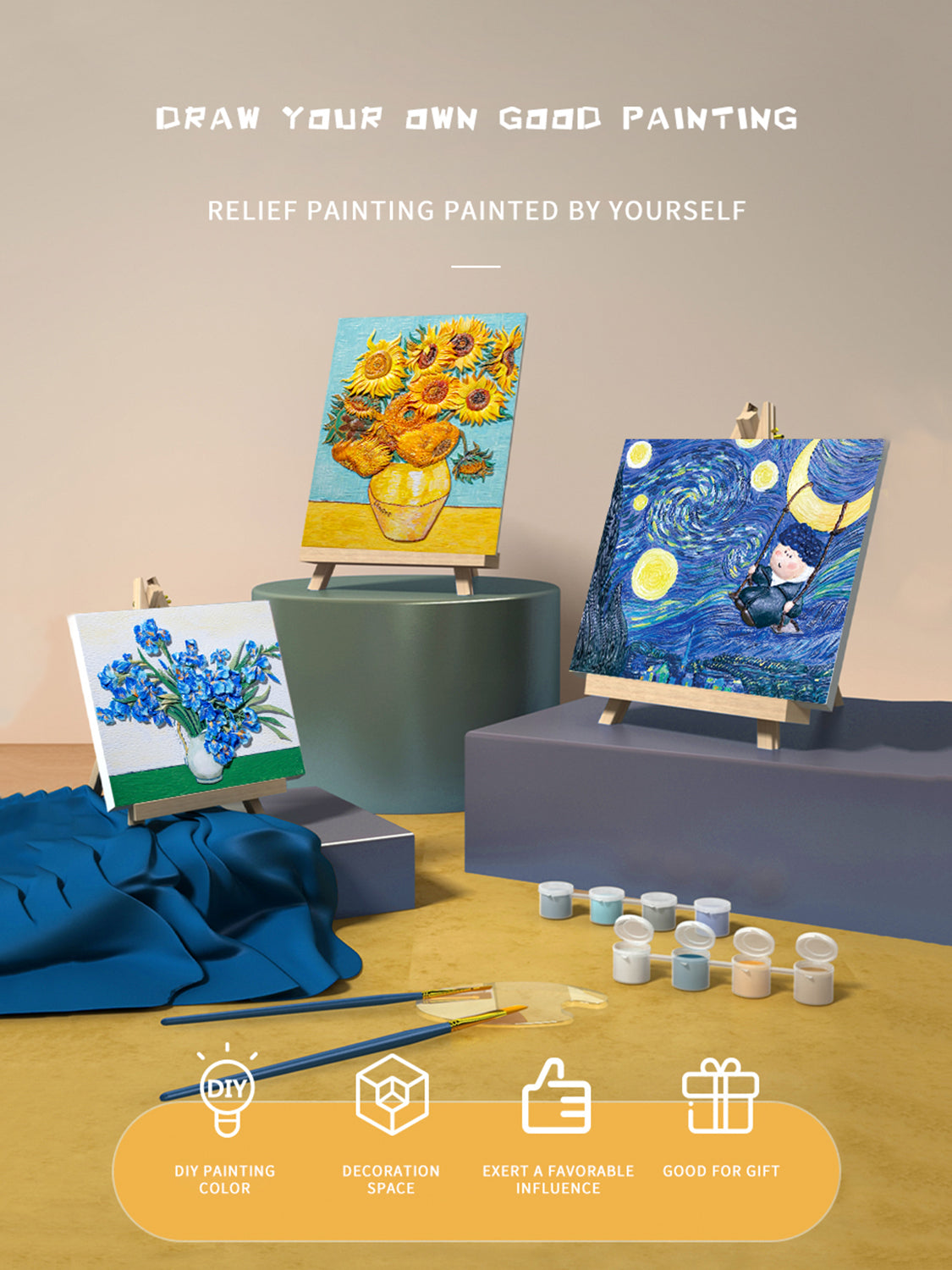 Relief Van Gogh's Starry Night DIY 3D Oil Painting Kit - Premium Oil Painting Kit from Concordia Style Boutique - Just $28.60! Shop now at Concordia Style Boutique