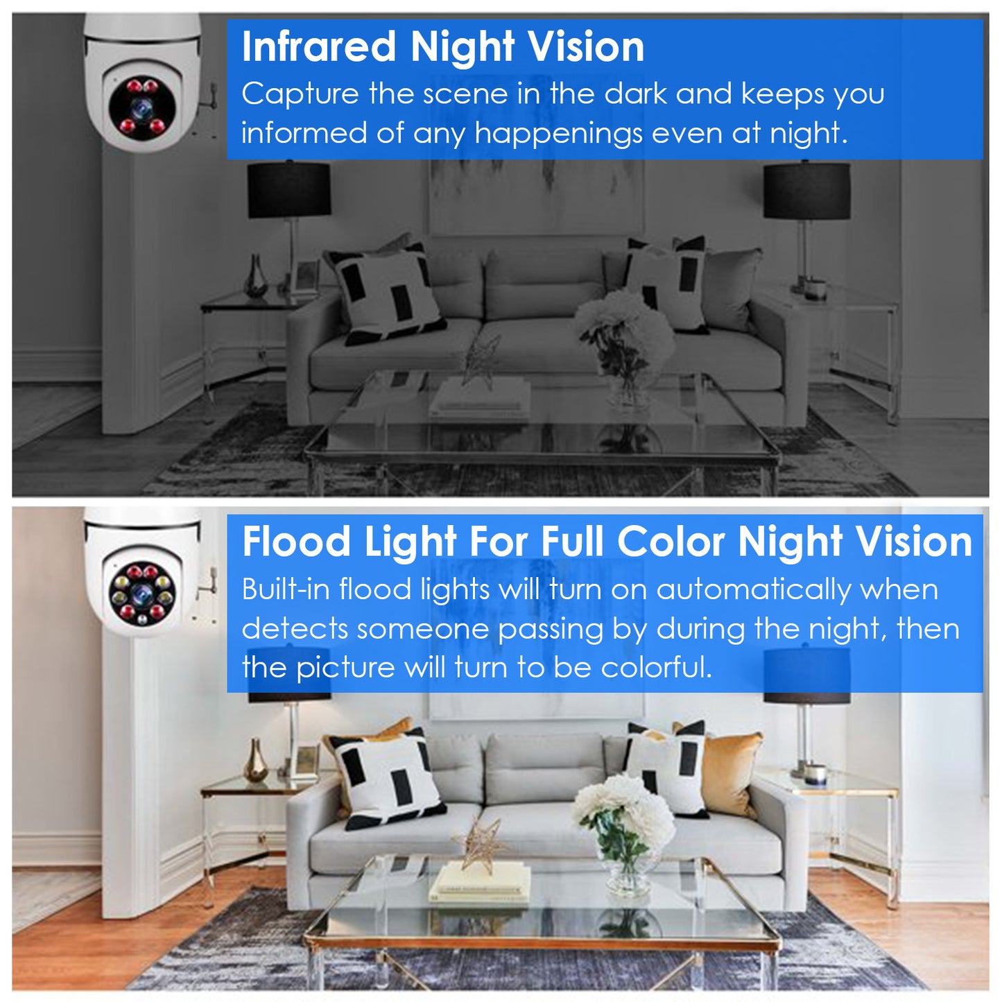 WiFi Bulb Camera 1080P - Security Surveillance Camera With Two-Way Audio + Night Vision Motion Detection