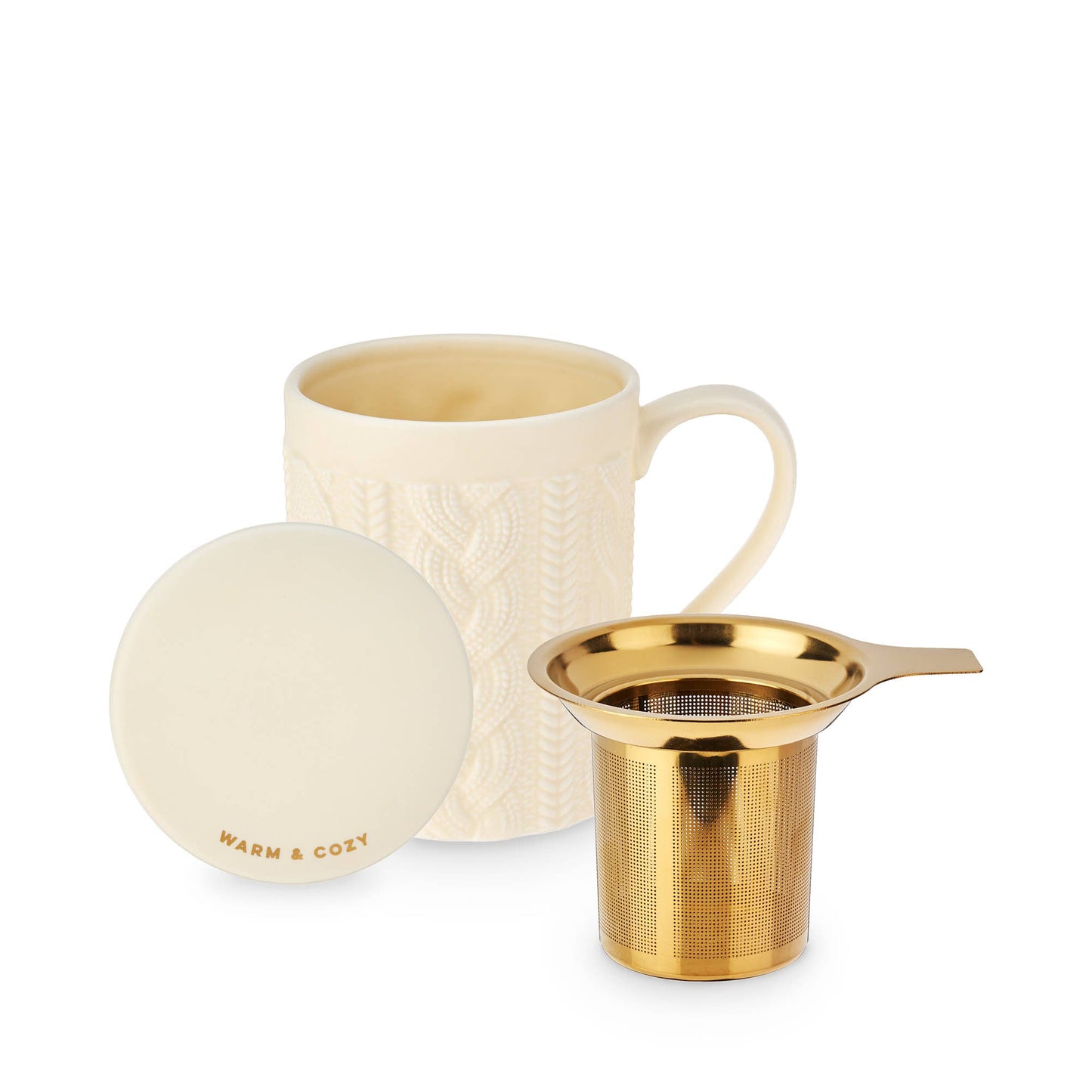 Annette™ 3D Ceramic "Knitted" Tea Mug w/ Infuser