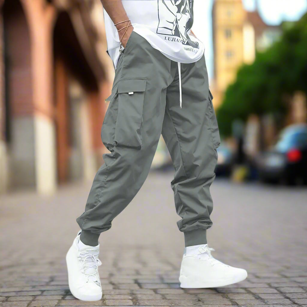 Men’s Multi‑Pocket Drawstring Cargo Pants