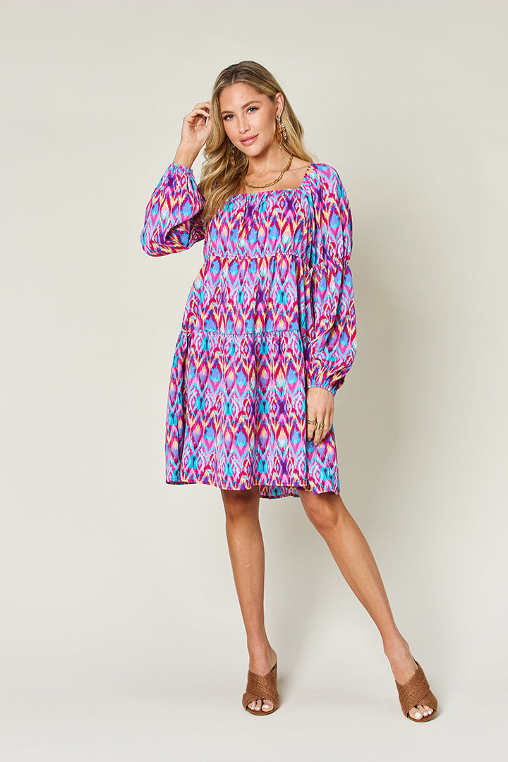 Double Take Full Size Printed Long Sleeve Dress - Concordia Style Boutique