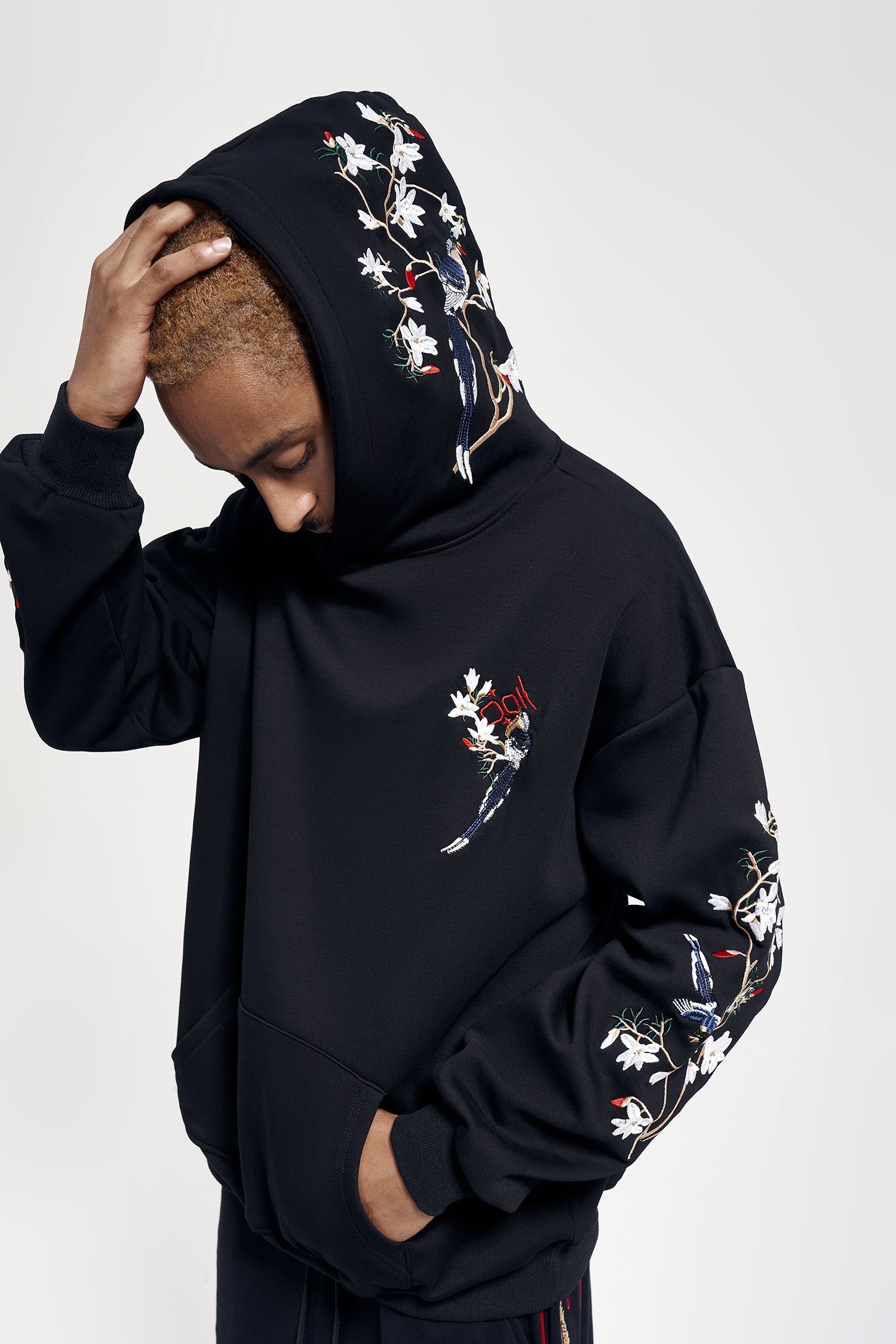KH9083 Flowers Embroidery Hoodie - Concordia Style Boutique