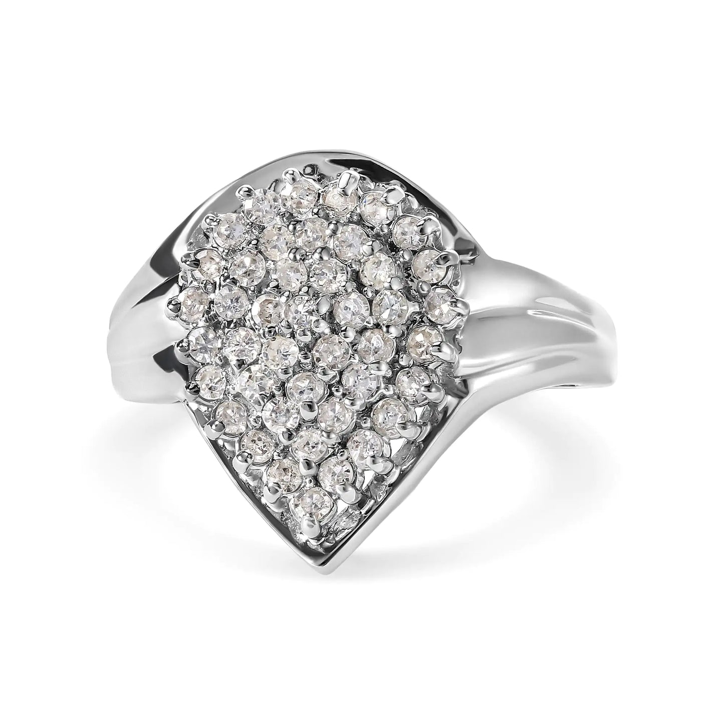 10K White Gold 1/2 Cttw Diamond Pear Shaped Cluster Ring (H-I Color, I1-I2 Clarity) - Concordia Style Boutique