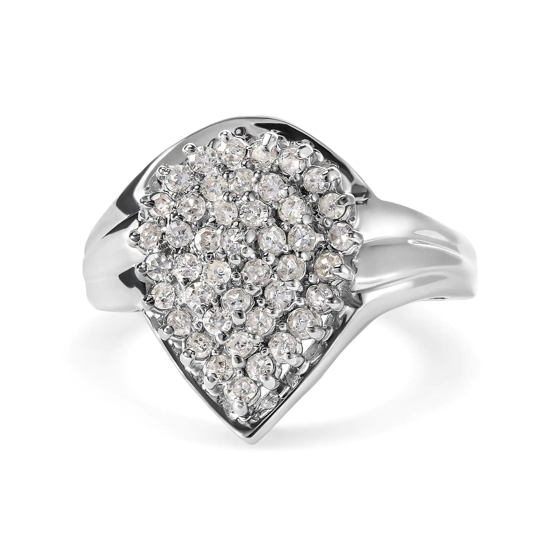 10K White Gold 1/2 Cttw Diamond Pear Shaped Cluster Ring (H-I Color, I1-I2 Clarity) - Concordia Style Boutique