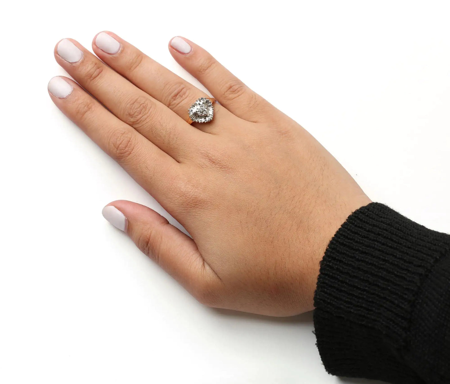 *1 Left* 10K Yellow Gold 1/4 Cttw Round and Baguette cut Diamond Heart Shape Ballerina Ring (H-I Color, I1-I2 Clarity) - Concordia Style Boutique