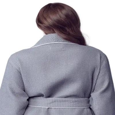 Women’s Waffle Piping Bathrobe – Lightweight Spa-Style Comfort - Concordia Style Boutique