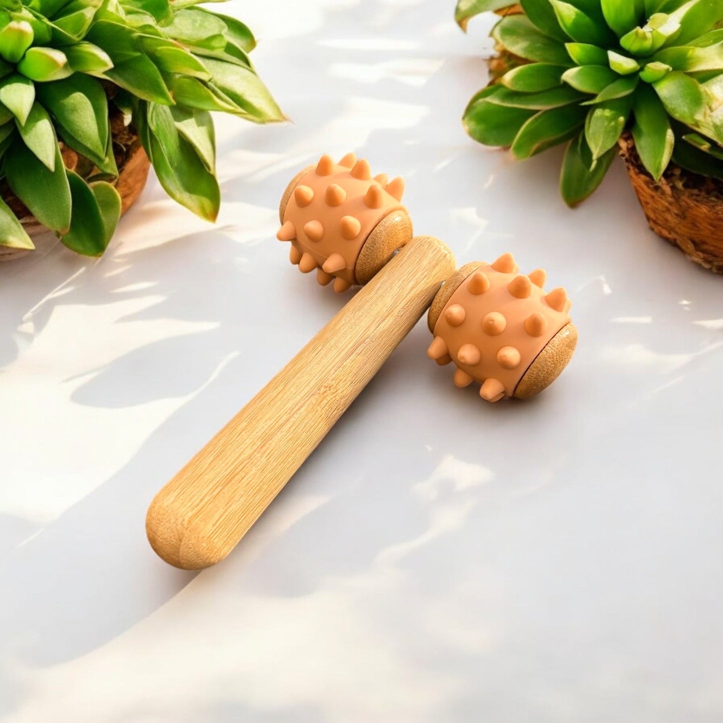 Bamboo Body Massage Tool with Silicone Rolling Head - Concordia Style Boutique
