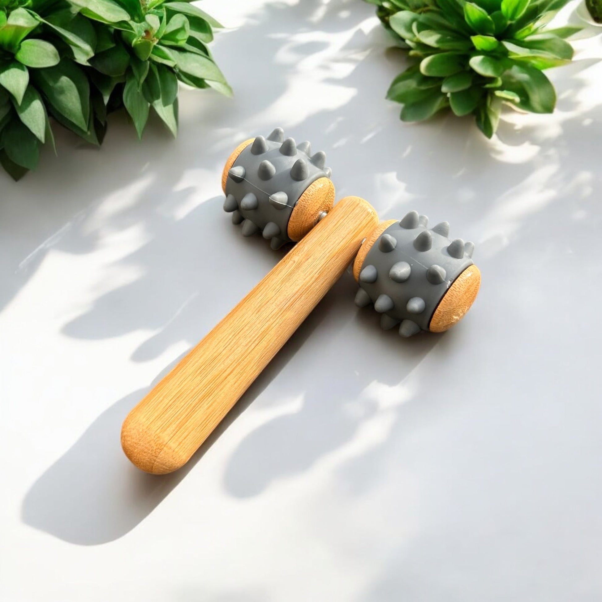 Bamboo Body Massage Tool with Silicone Rolling Head - Concordia Style Boutique