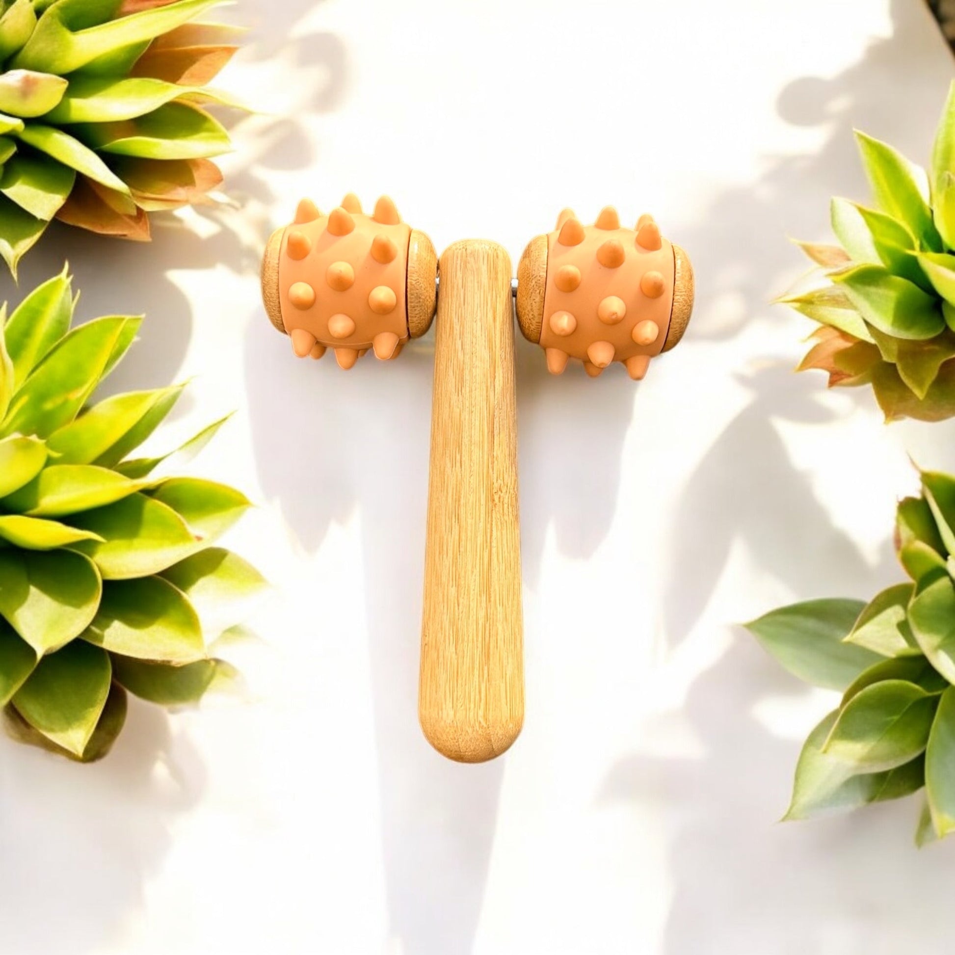 Bamboo Body Massage Tool with Silicone Rolling Head - Concordia Style Boutique