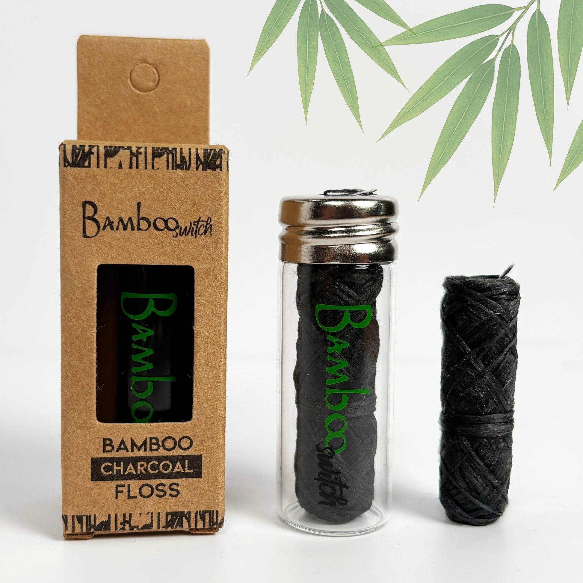 Bamboo Charcoal Floss in Glass Container - Concordia Style Boutique