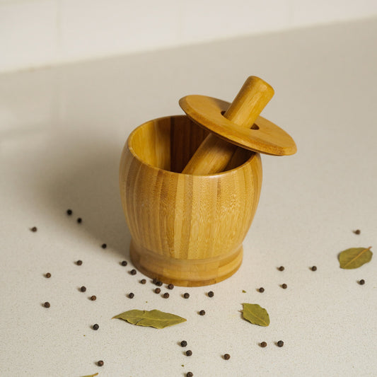 Bamboo Mortar & Pestle with Lid - Concordia Style Boutique