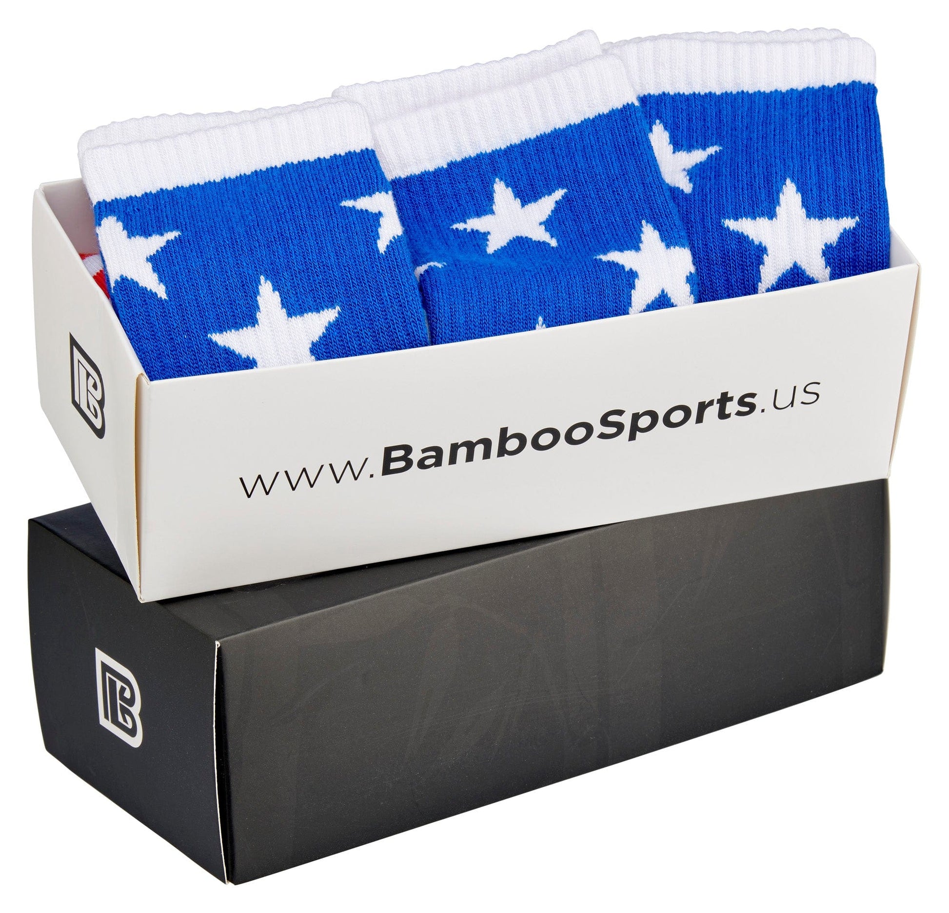 Bamboo Sports Red White and Blue Premium Bamboo Rayon Crew Work Socks- Moisture Wicking, Odor Eliminating Red, White, and Blue American Flag 4th of July Socks for Men and Women Gift Box 3 Pair - Concordia Style Boutique