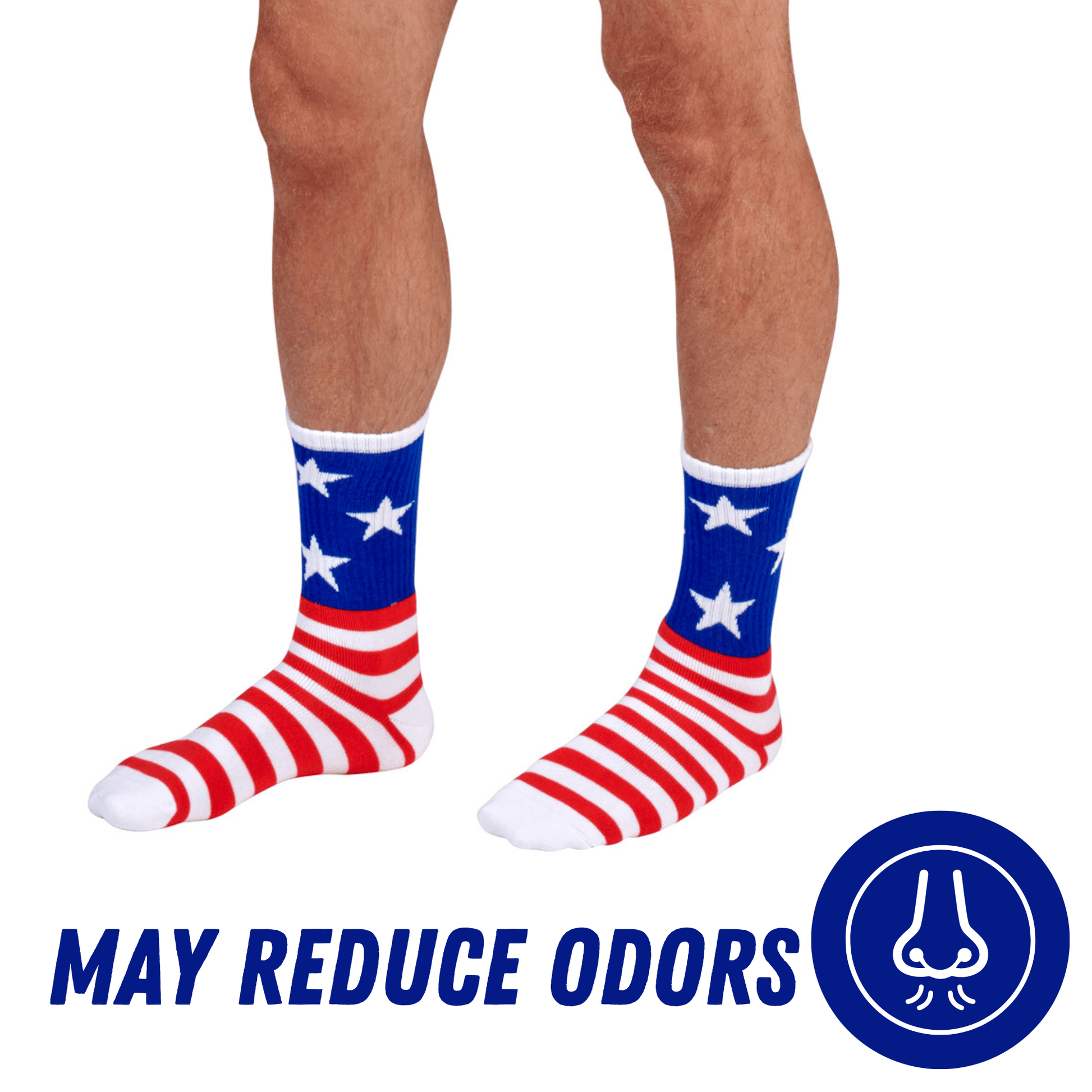 Bamboo Sports Red White and Blue Premium Bamboo Rayon Crew Work Socks- Moisture Wicking, Odor Eliminating Red, White, and Blue American Flag 4th of July Socks for Men and Women Gift Box 3 Pair - Concordia Style Boutique
