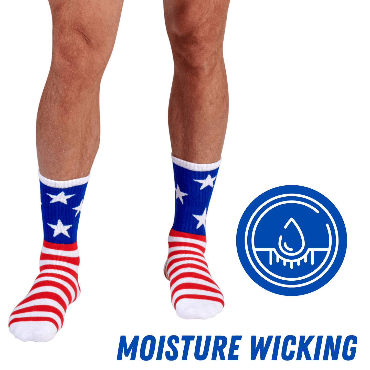 Bamboo Sports Red White and Blue Premium Bamboo Rayon Crew Work Socks- Moisture Wicking, Odor Eliminating Red, White, and Blue American Flag 4th of July Socks for Men and Women Gift Box 3 Pair - Concordia Style Boutique