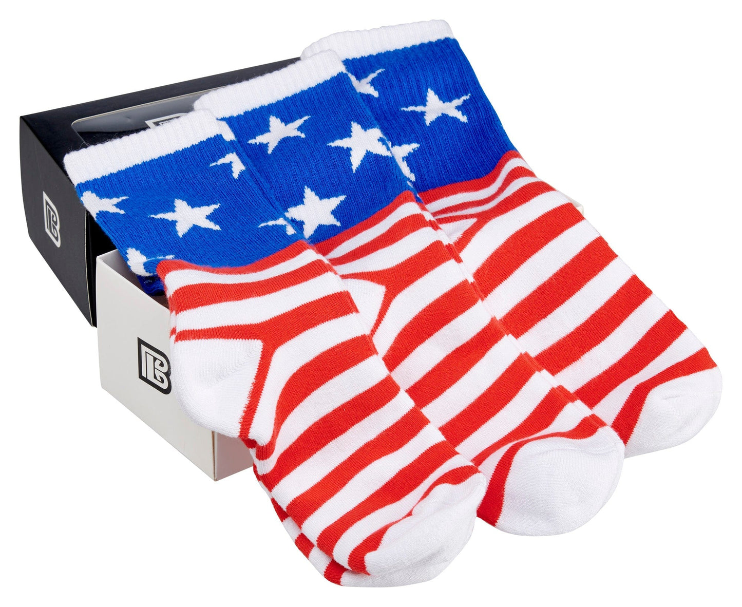 Bamboo Sports Red White and Blue Premium Bamboo Rayon Crew Work Socks- Moisture Wicking, Odor Eliminating Red, White, and Blue American Flag 4th of July Socks for Men and Women Gift Box 3 Pair - Concordia Style Boutique