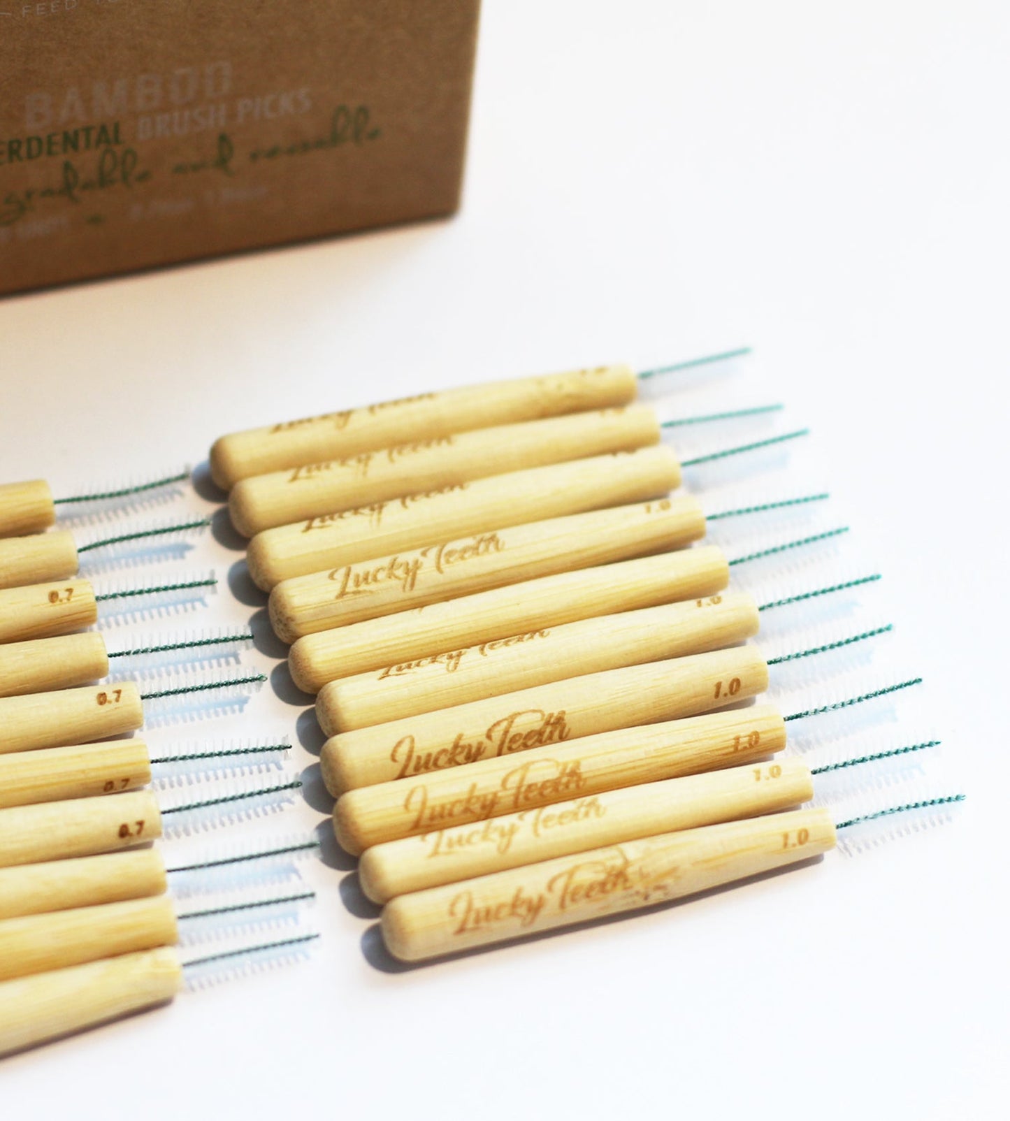 Reusable Bamboo Interdental Brush / Flossers. Part Compostable and Biodegradable. 0.7 mm & 1.0mm (20 pack)