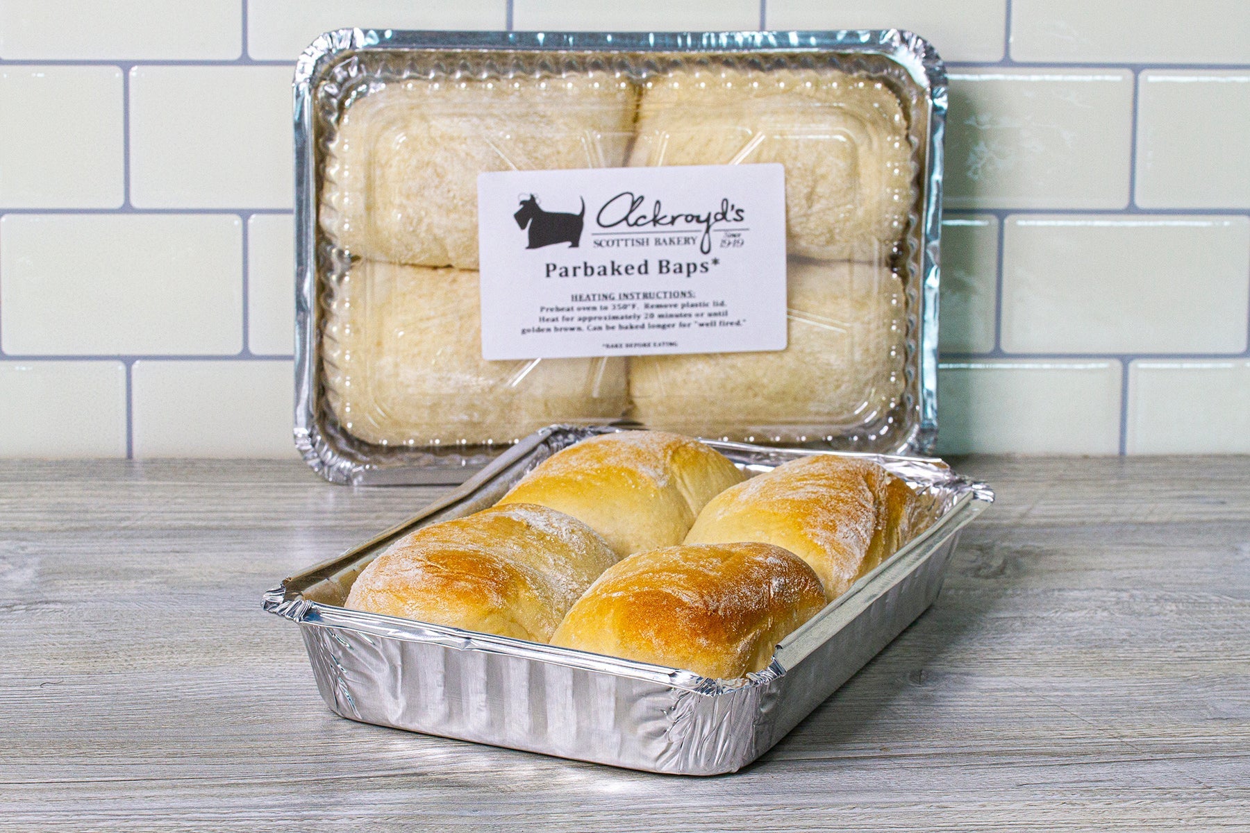 Ackroyd's Baps (Morning Rolls) Par-baked (Tray of 4) - Concordia Style Boutique