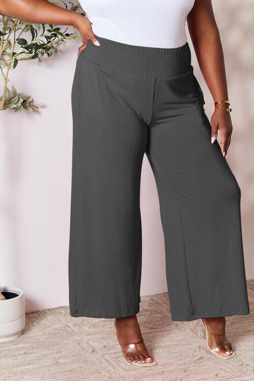 Double Take Full Size Smocked Wide Waistband Wide Leg Pants - Concordia Style Boutique