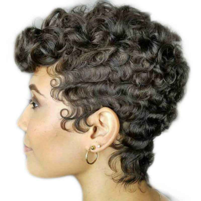 Female African Black Fluffy Short Curly Wig - Premium wig from Concordia Style Boutique - Just $13.97! Shop now at Concordia Style Boutique