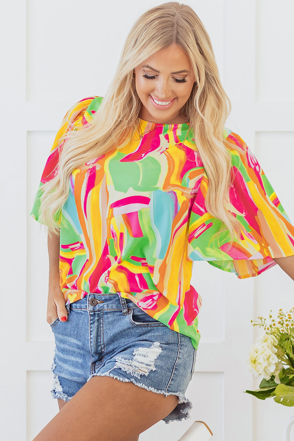 Angel Abstract Half Sleeve Blouse - Concordia Style Boutique