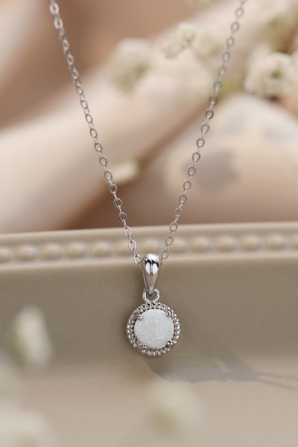 Opal Round Pendant Chain Necklace - Concordia Style Boutique