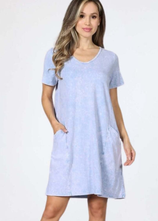 Easy Going Casual Cotton Dress with Short Sleeves - Concordia Style Boutique
