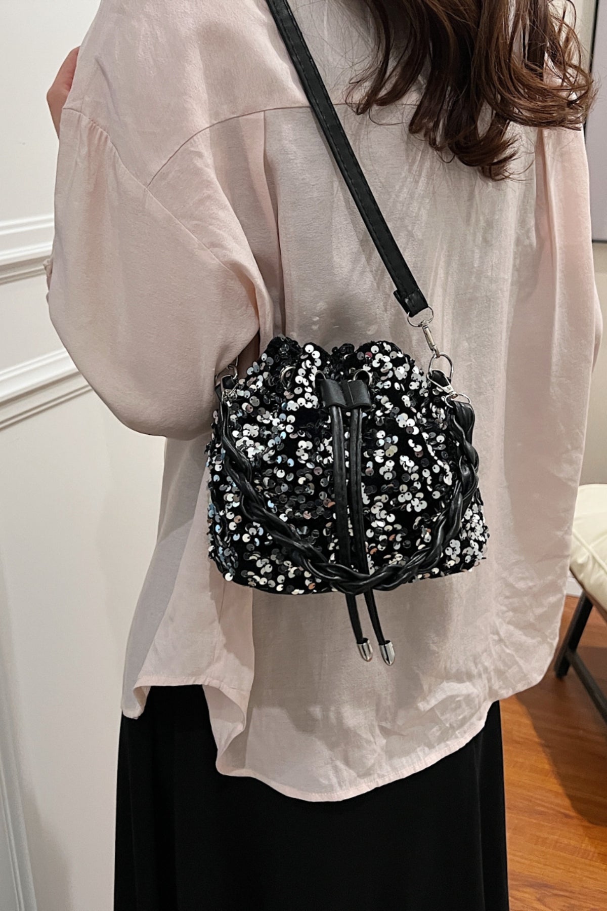 Sequin Drawstring Bucket Bag - Premium Bucket Bag from Concordia Style Boutique - Just $19.34! Shop now at Concordia Style Boutique