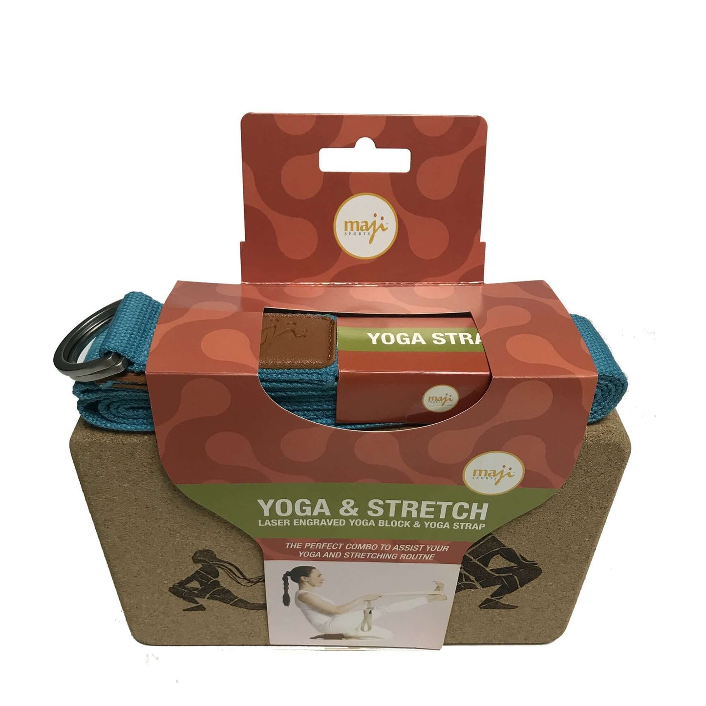 Laser Engraved Cork Yoga Block & Strap Combo