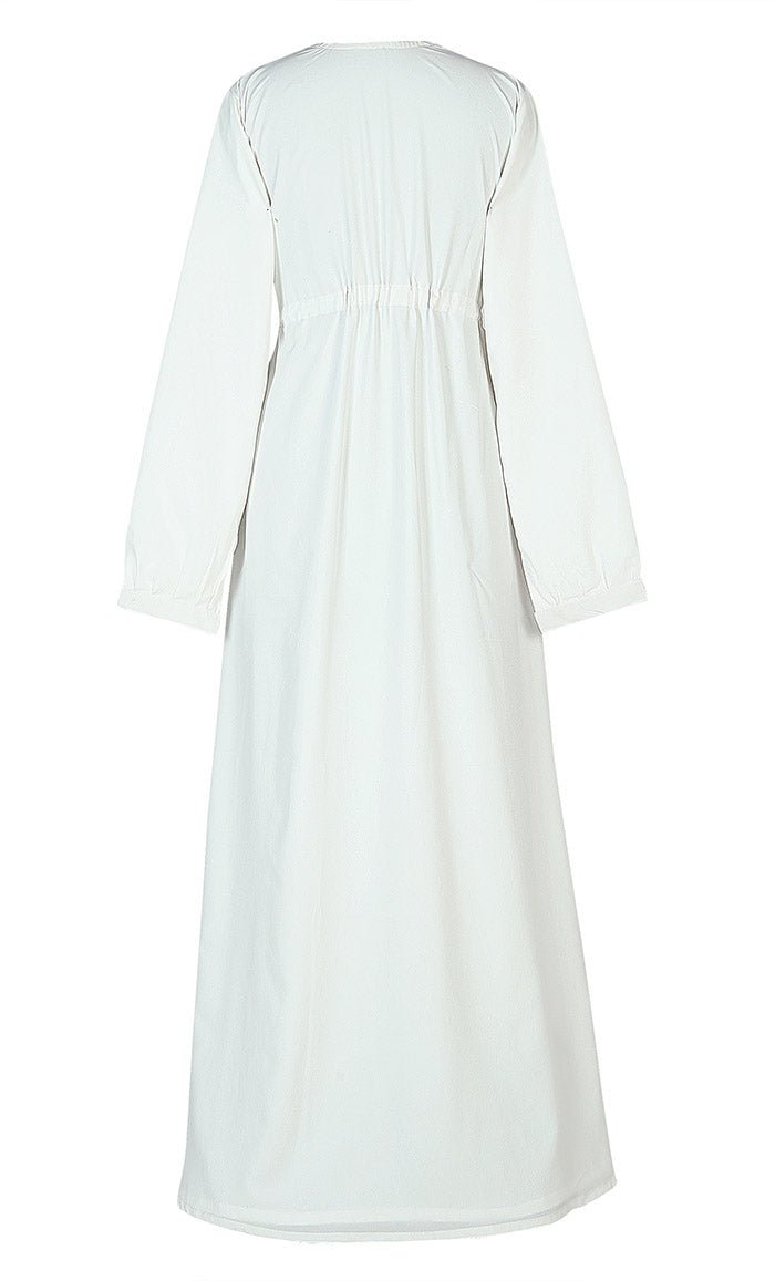 Beautiful Front Lace Detailing With Zipper Hajj / Umrah Abaya Included Pockets