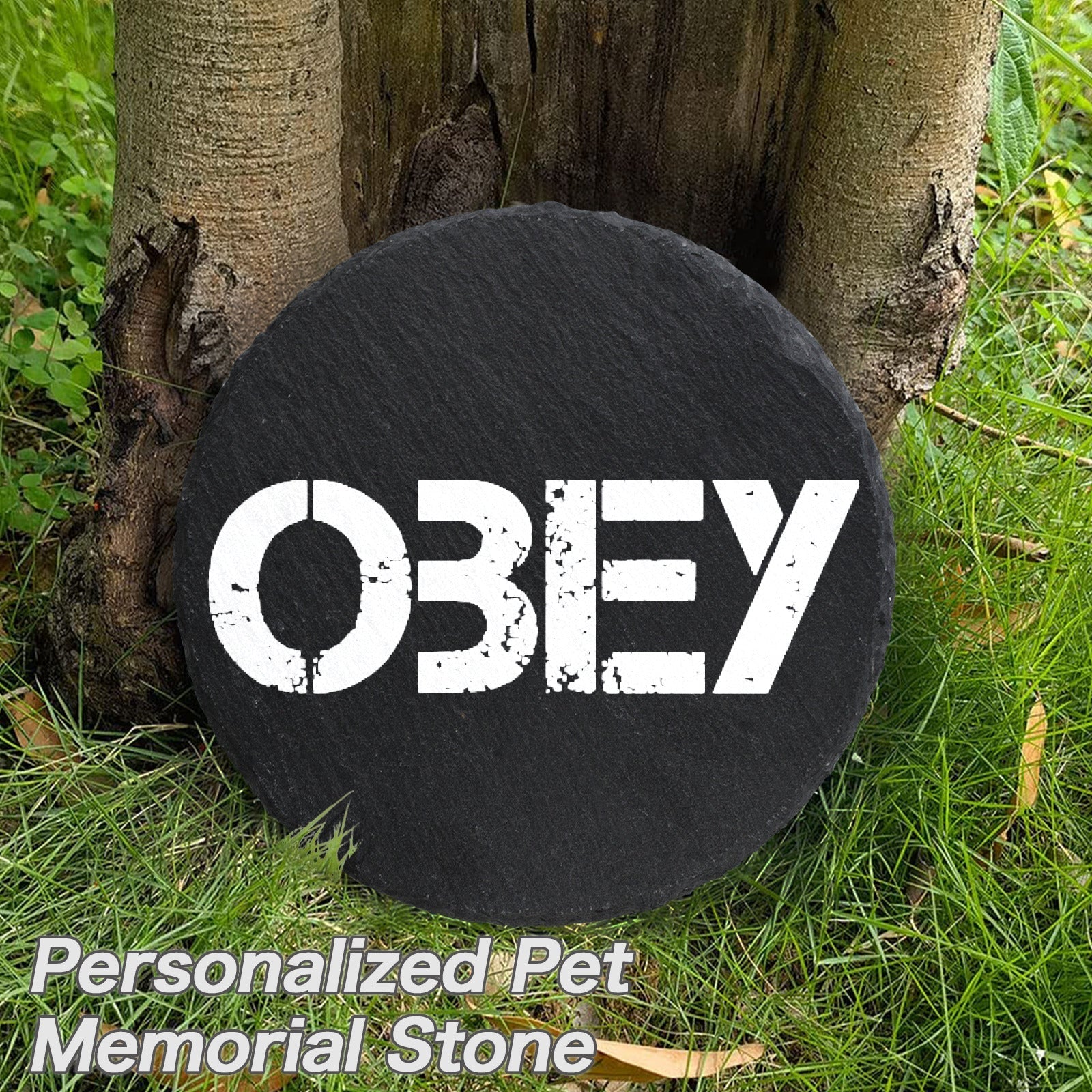 "Obey" Round Memorial Stone - Premium Pet Memorial Stone (Round) from Concordia Style Boutique - Just $36.78! Shop now at Concordia Style Boutique