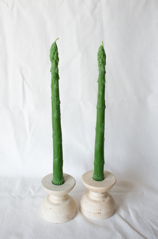 BEESWAX ASPARAGUS TAPER CANDLES PAIR - 9 INCH TALL - Concordia Style Boutique
