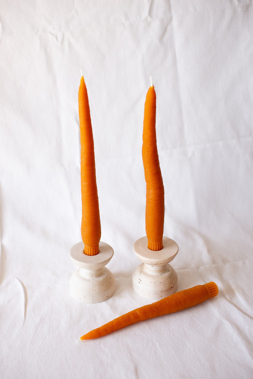 BEESWAX CARROT TAPER CANDLES PAIR - 9 INCH TALL - Concordia Style Boutique
