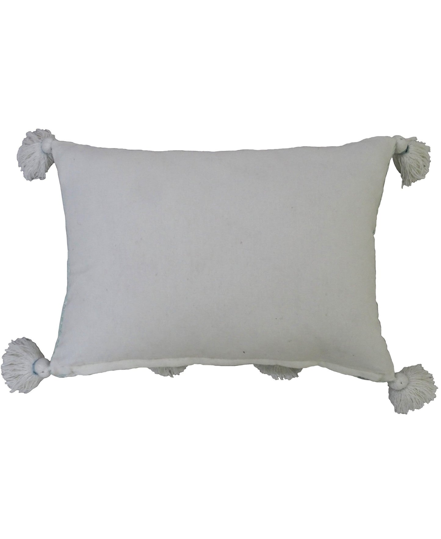 Accent Pillow with Large Poms and Corner Tassels 14" x 20" with Insert