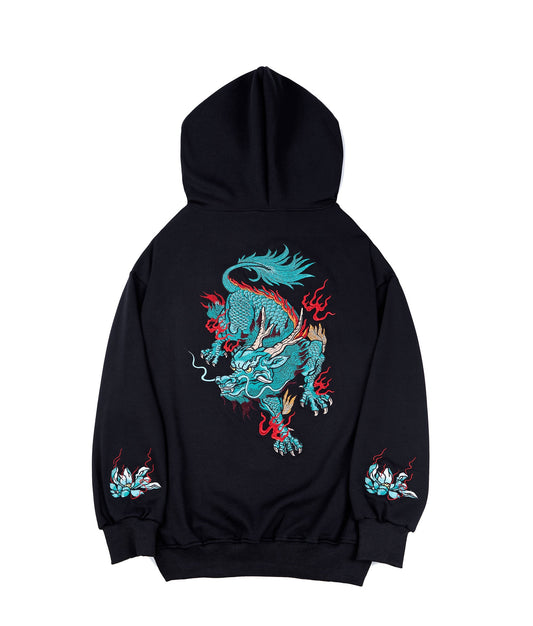 KH9033 Blue Kirin Embroidery Hoodie - Concordia Style Boutique