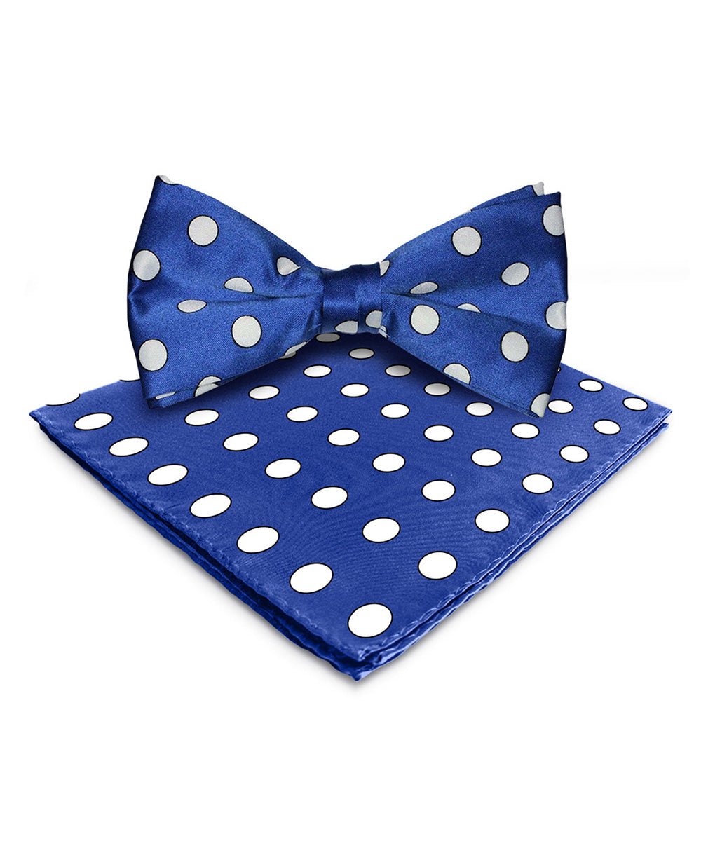 Vittorio Farina Men's Polka Dot Satin Bow Tie & Pocket Square in Gift Box