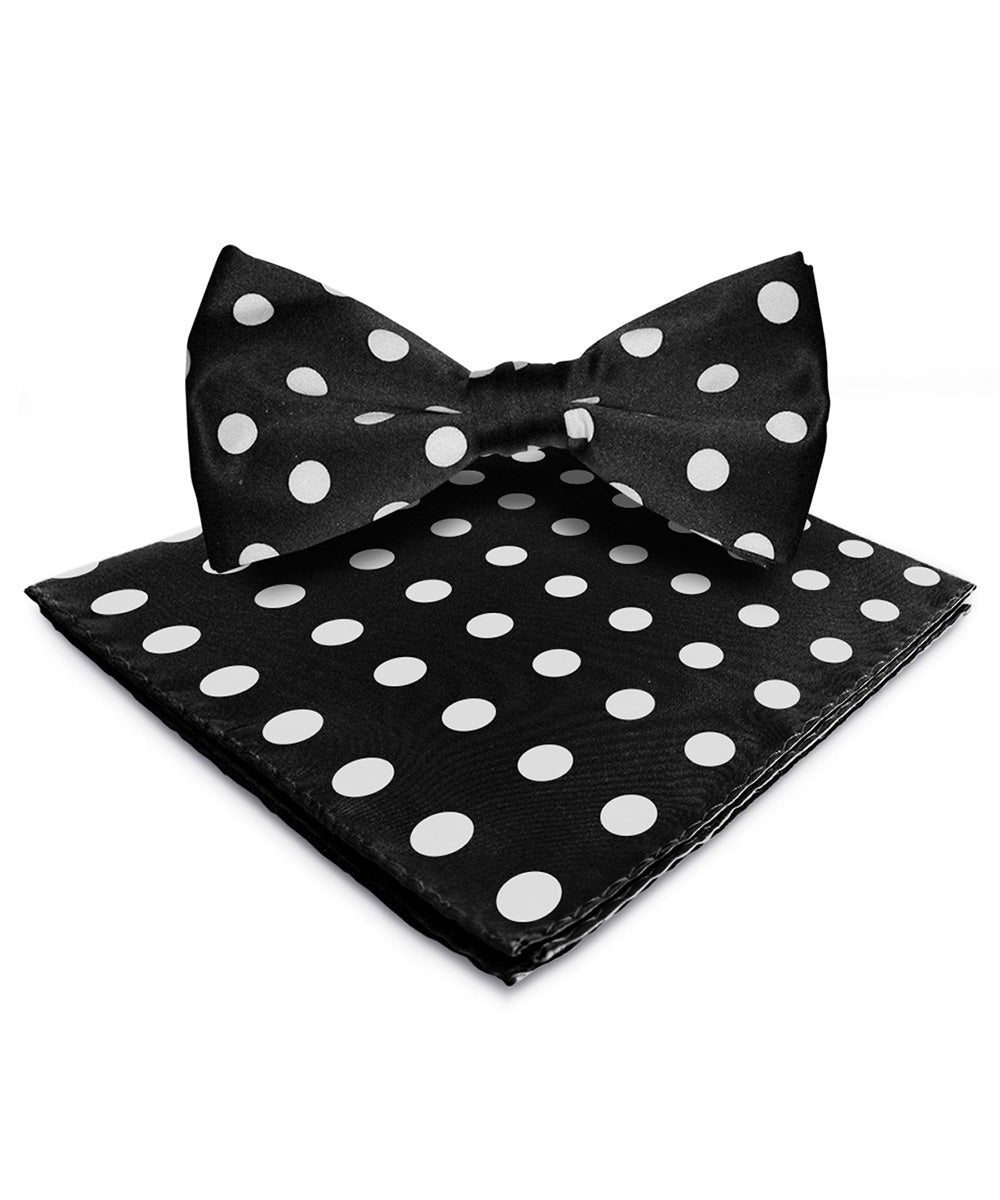 Vittorio Farina Men's Polka Dot Satin Bow Tie & Pocket Square in Gift Box