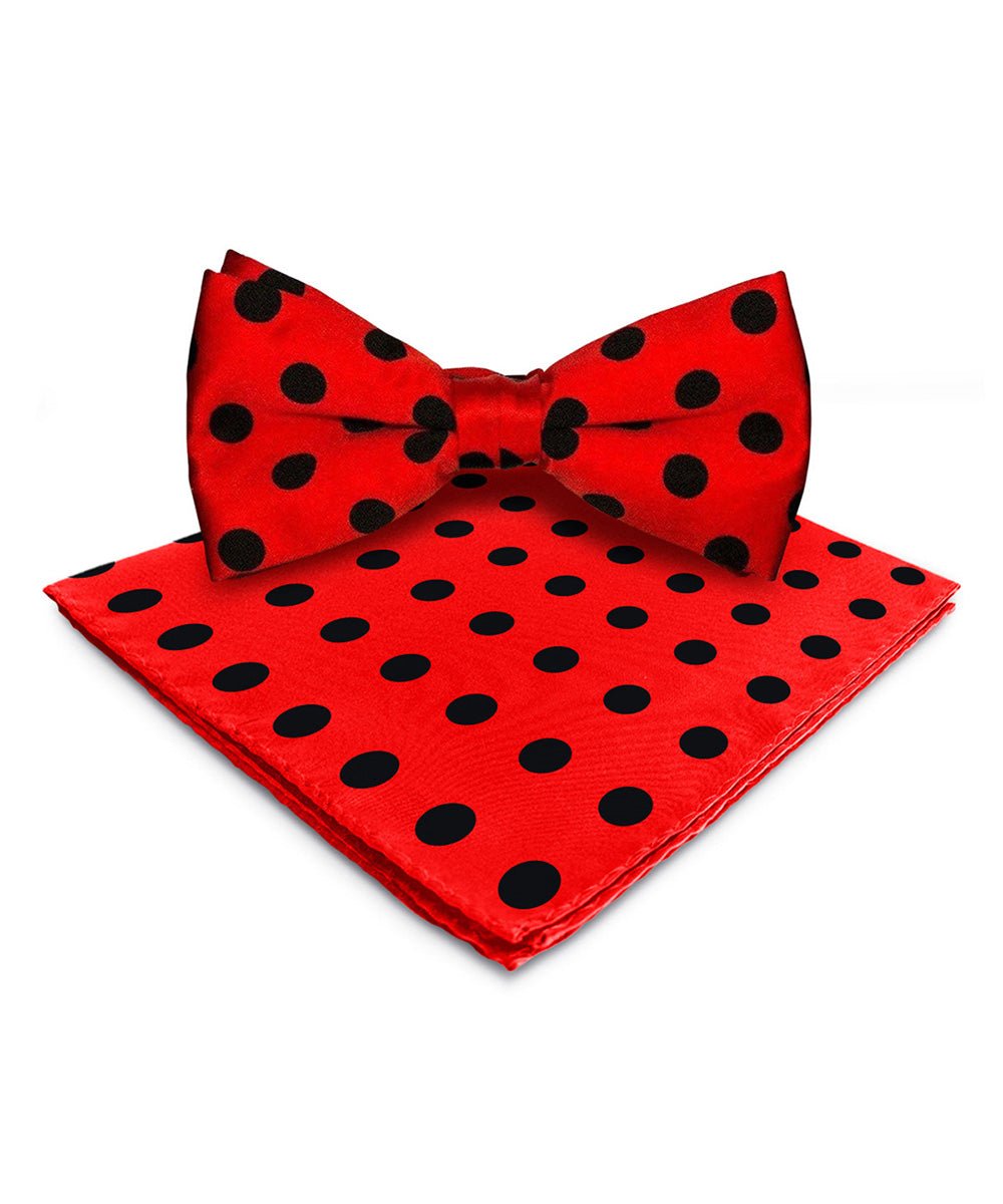 Vittorio Farina Men's Polka Dot Satin Bow Tie & Pocket Square in Gift Box