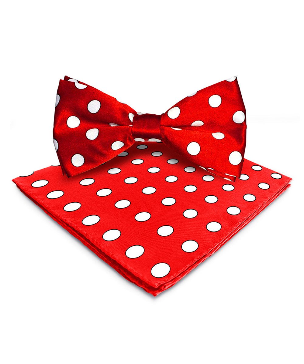 Vittorio Farina Men's Polka Dot Satin Bow Tie & Pocket Square in Gift Box