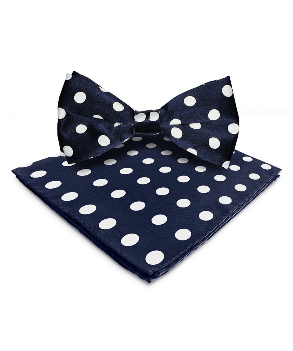 Vittorio Farina Men's Polka Dot Satin Bow Tie & Pocket Square in Gift Box