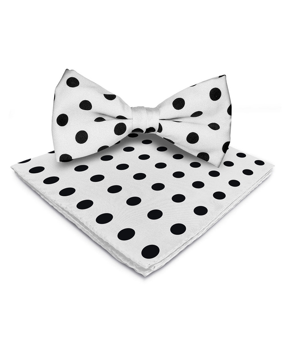 Vittorio Farina Men's Polka Dot Satin Bow Tie & Pocket Square in Gift Box